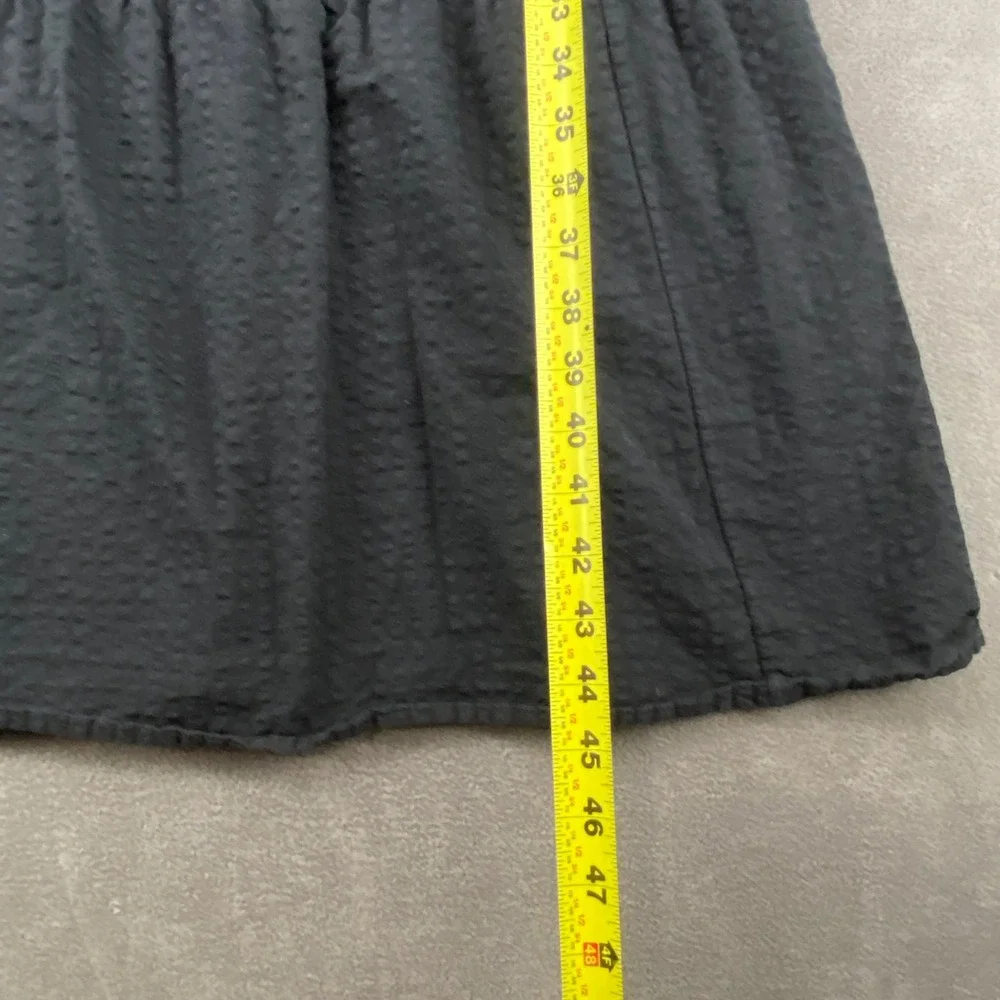 Old Navy Womens Black Seersucker Tiered Midi Dress Long Sleeve‎ Henley Small